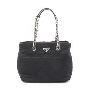 PRADA TESSUTO IMPUNTU Tote Bag Nylon Saffiano Leather Black